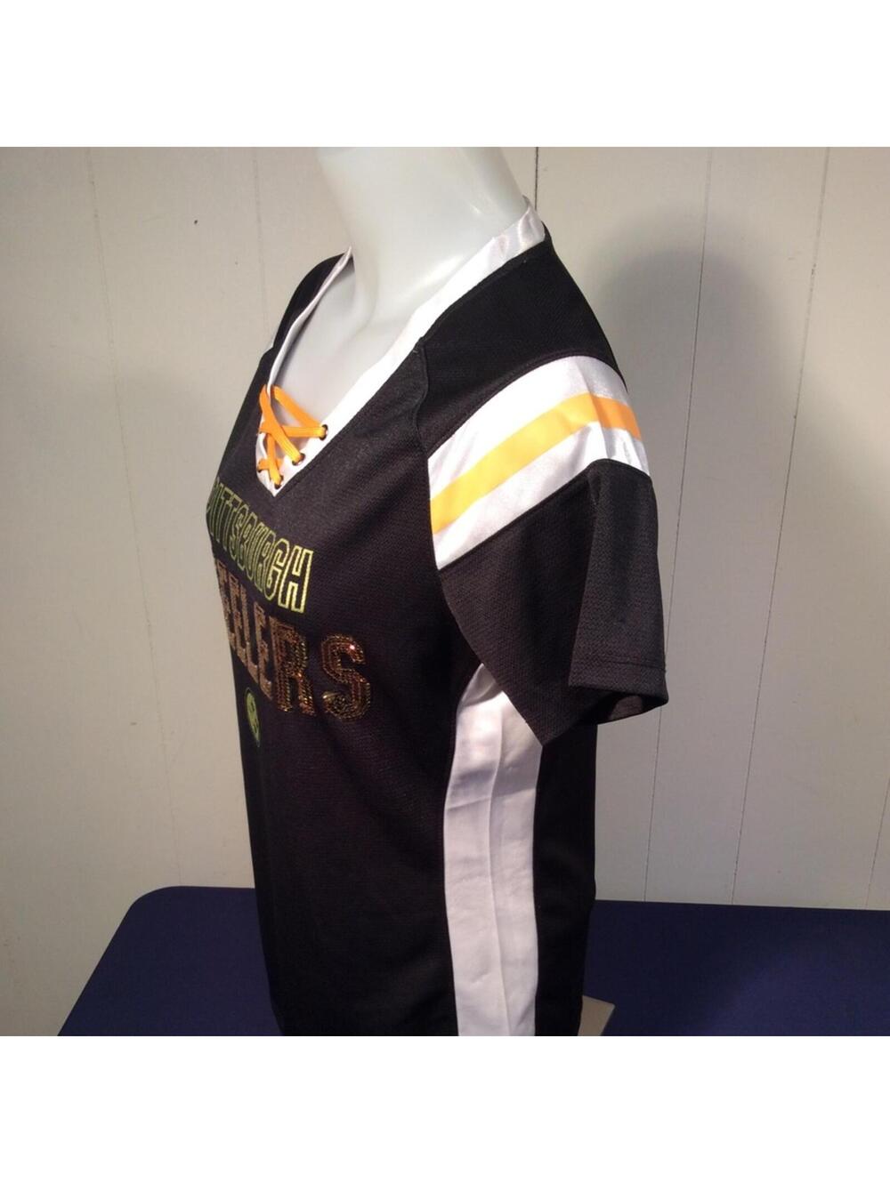 NFL Pittsburgh Steelers Women's Black and Yellow Jersey - Picture 4 of 6